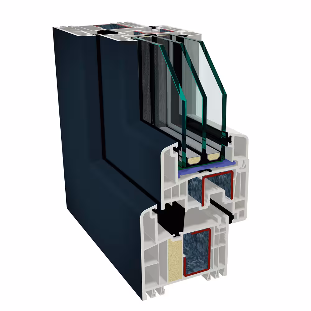 Dreifach verglastes Fensterelement aus der S 9000-Profilserie von GEALAN Dreifach verglastes Fensterelement aus der S 9000-Profilserie von GEALAN