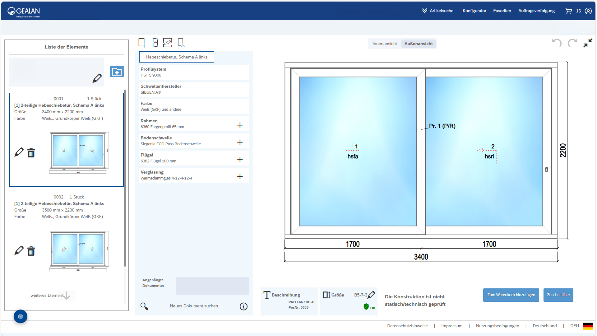 Product Configurator Screenshot
