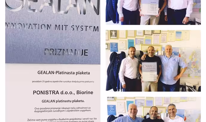 25 godina suradnje: Platinasta plaketa za Ponistru Biorine