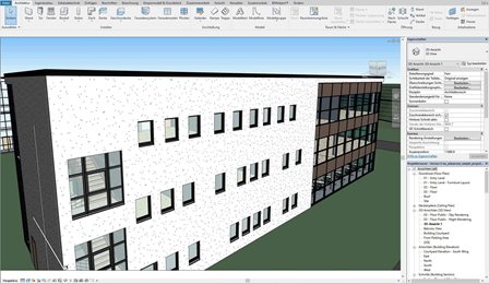 Auch die Außensicht der Gebäude lässt sich per GEALAN-Software inklusive der simulierten Fenster und Türen darstellen